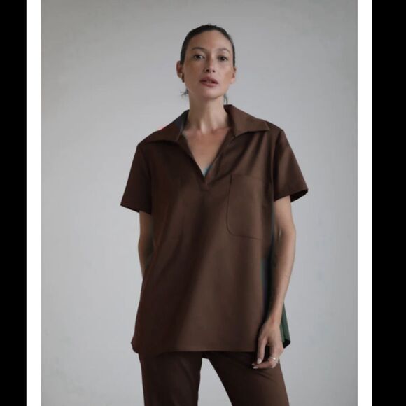 SLOAN The Short Sleeve Top in Brown 6 NWOT - Picture 7 of 9